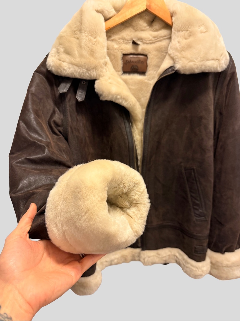 Vintage St. John's Bay Heavy Sherpa Lined Aviator Bomber Jacket - Medium - Picture 8 of 12